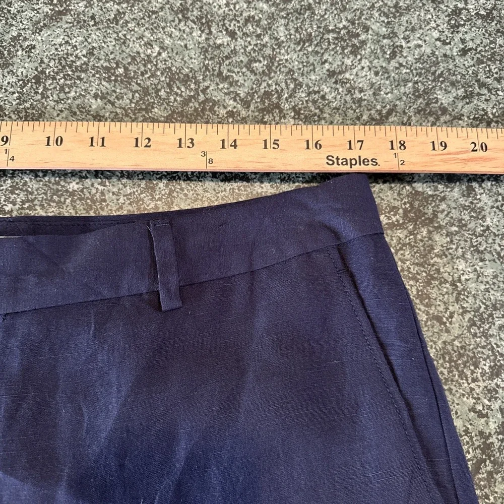 Banana Republic Wide‎ Leg Linen Blend W Sz 12 Blue Flat Front Dress Pants NEW